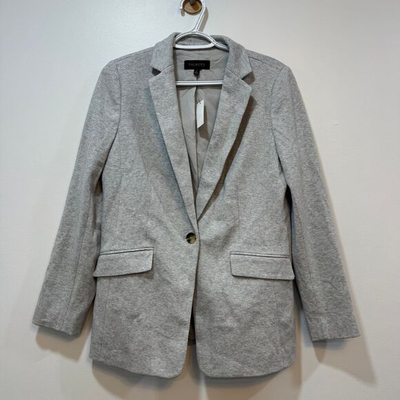 Talbots Womens‎ Ponte Knit Blazer Gray 8 Cotton Single Button Career Lined NWT - Picture 1 of 8